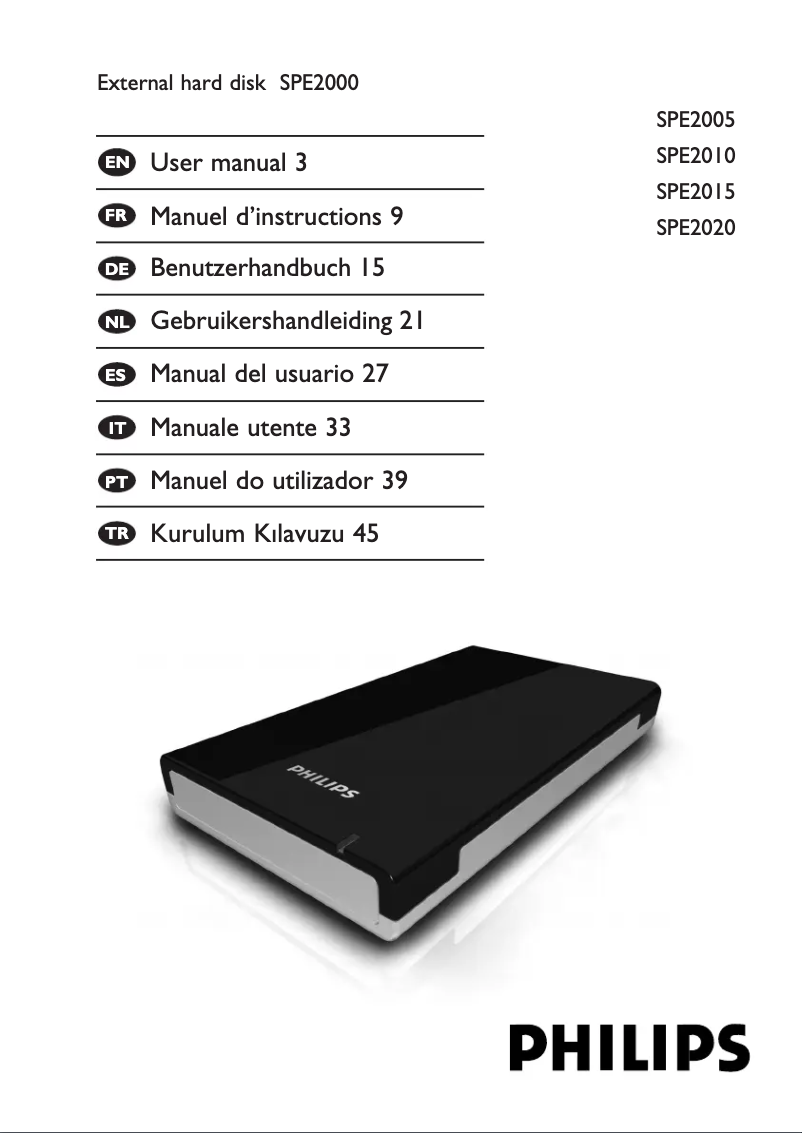 Page 1 de la notice Manuel utilisateur Philips SPE2010