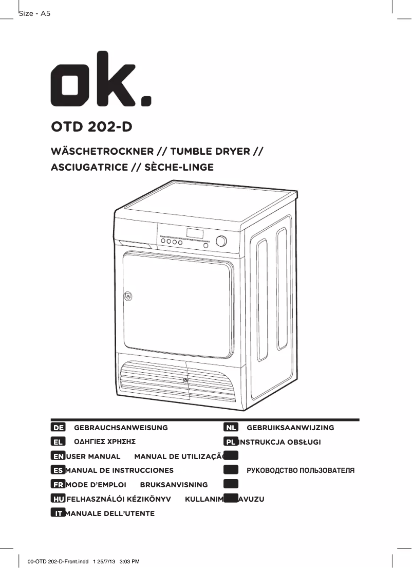 Page n°1 - Manuel utilisateur OK OTD 202-D