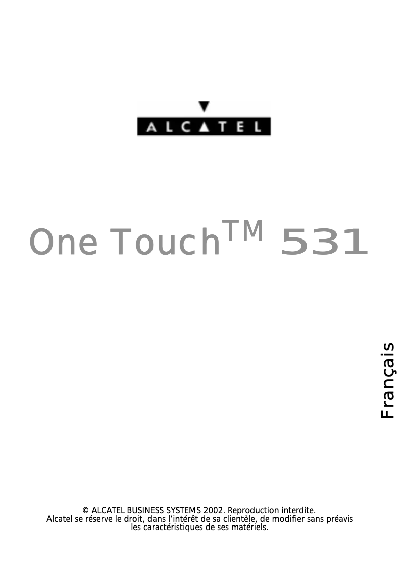 Image de la première page du manuel de l'appareil One Touch 531