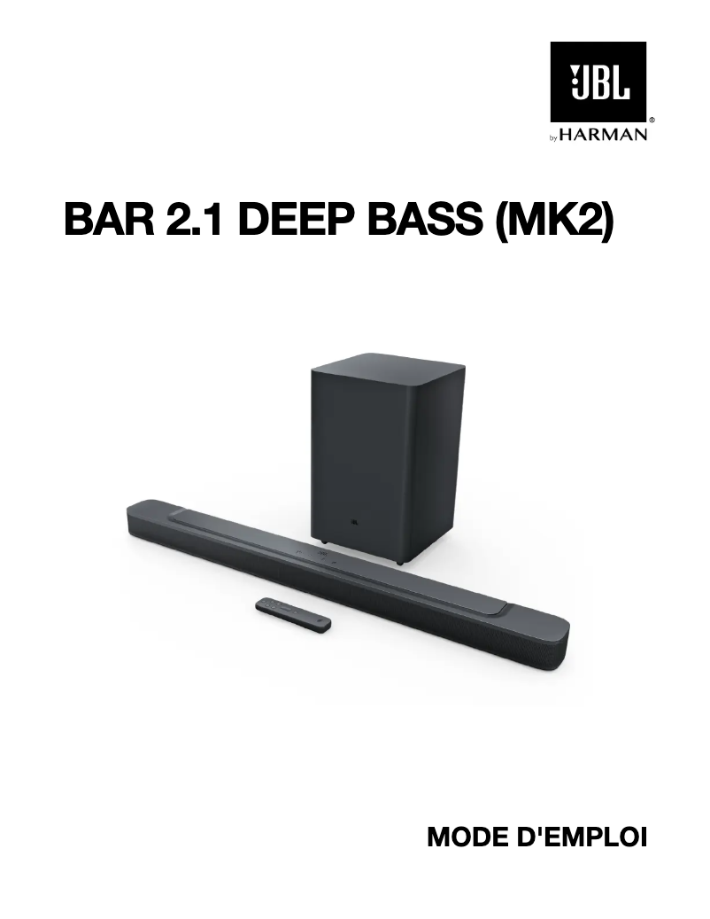 Page 1 de la notice Manuel utilisateur JBL Bar 2.1 Deep Bass MK2