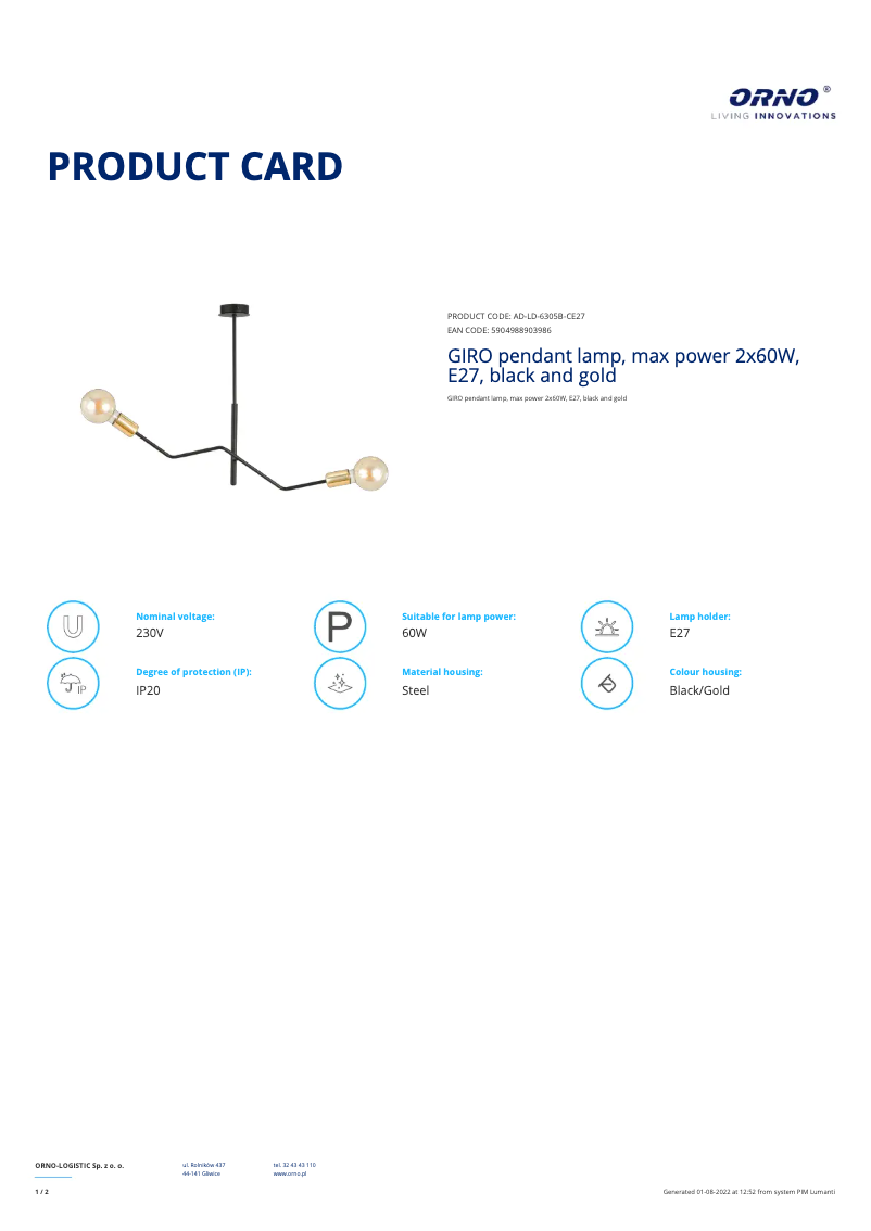 Image de la première page du manuel de l'appareil AD-LD-6305B-CE27