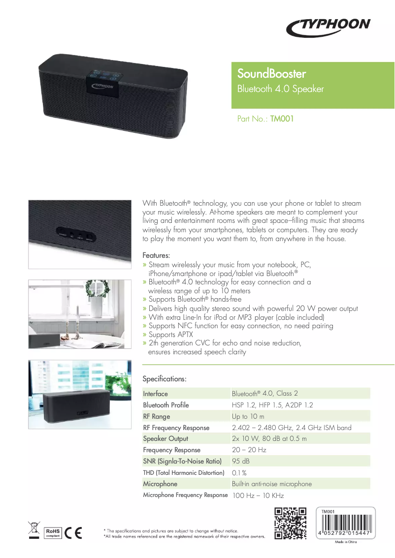 Page n°1 - Manuel utilisateur Typhoon SoundBooster