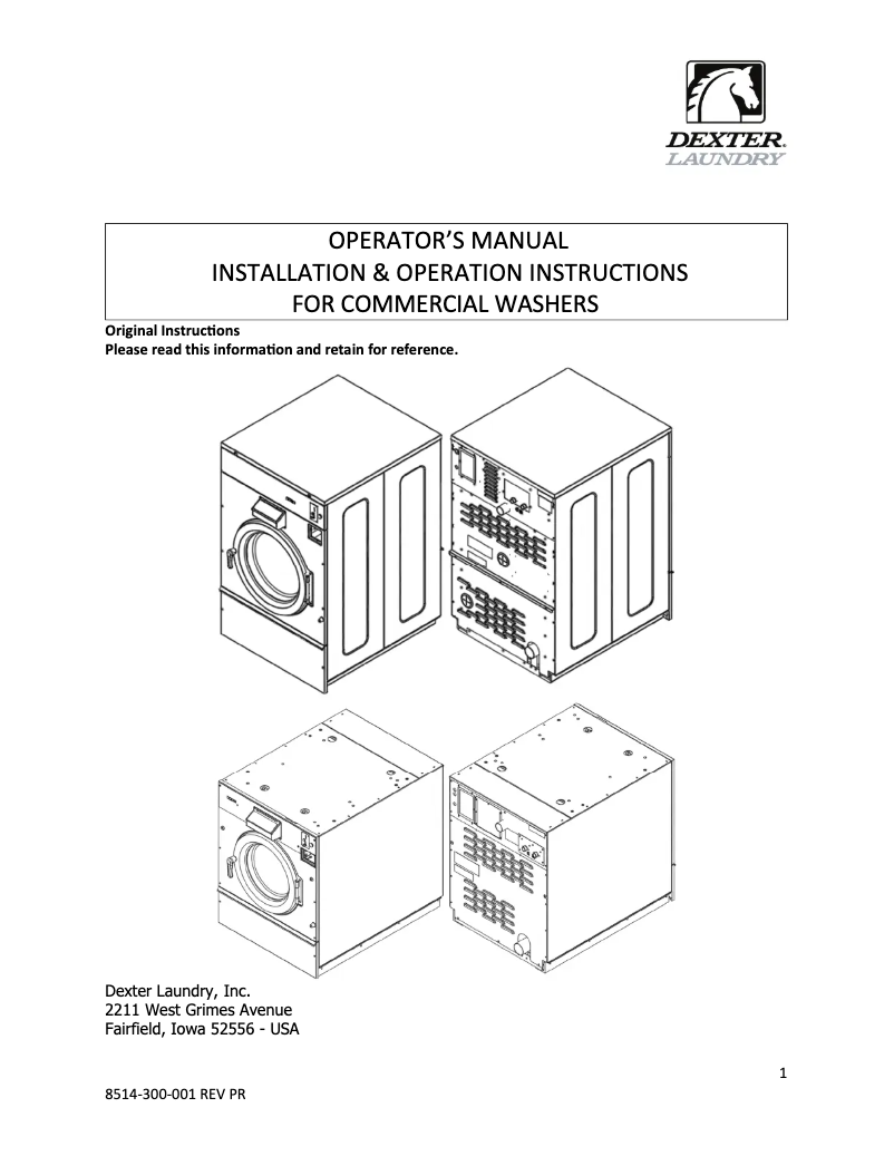 Page 1 de la notice Manuel utilisateur Dexter Laundry T-1800