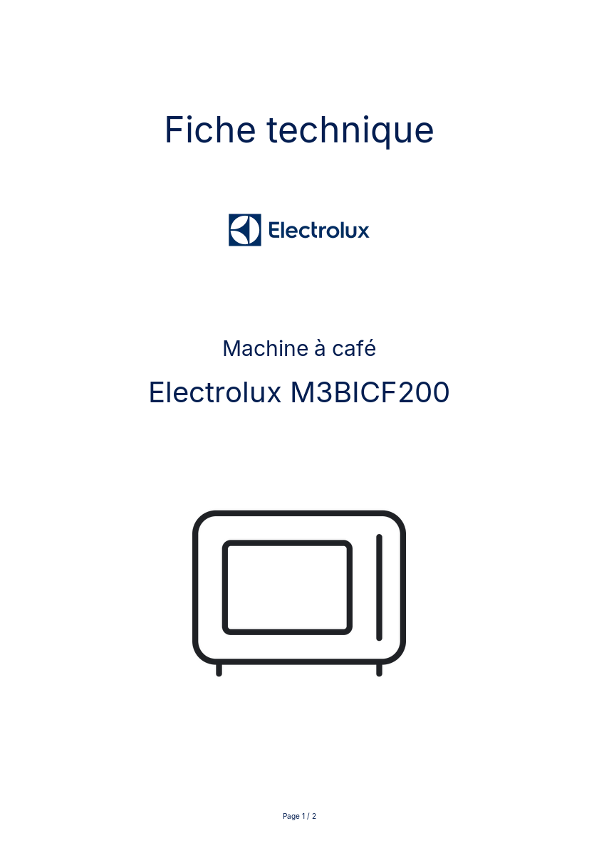 Page n°1 - Fiche technique Electrolux M3BICF200