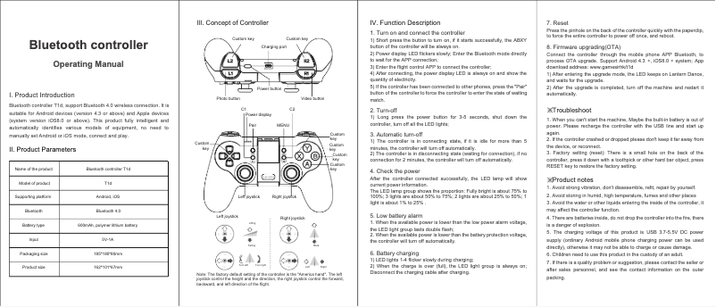 Page 1 de la notice Manuel utilisateur Gamesir T1d