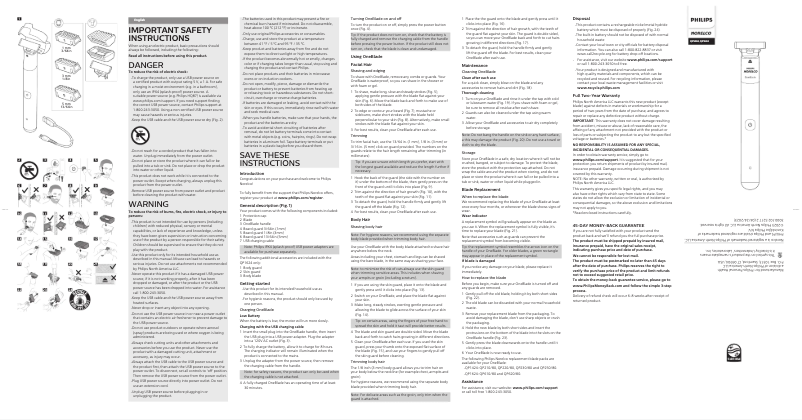 Page n°1 - Manuel utilisateur Philips Norelco OneBlade QP1624