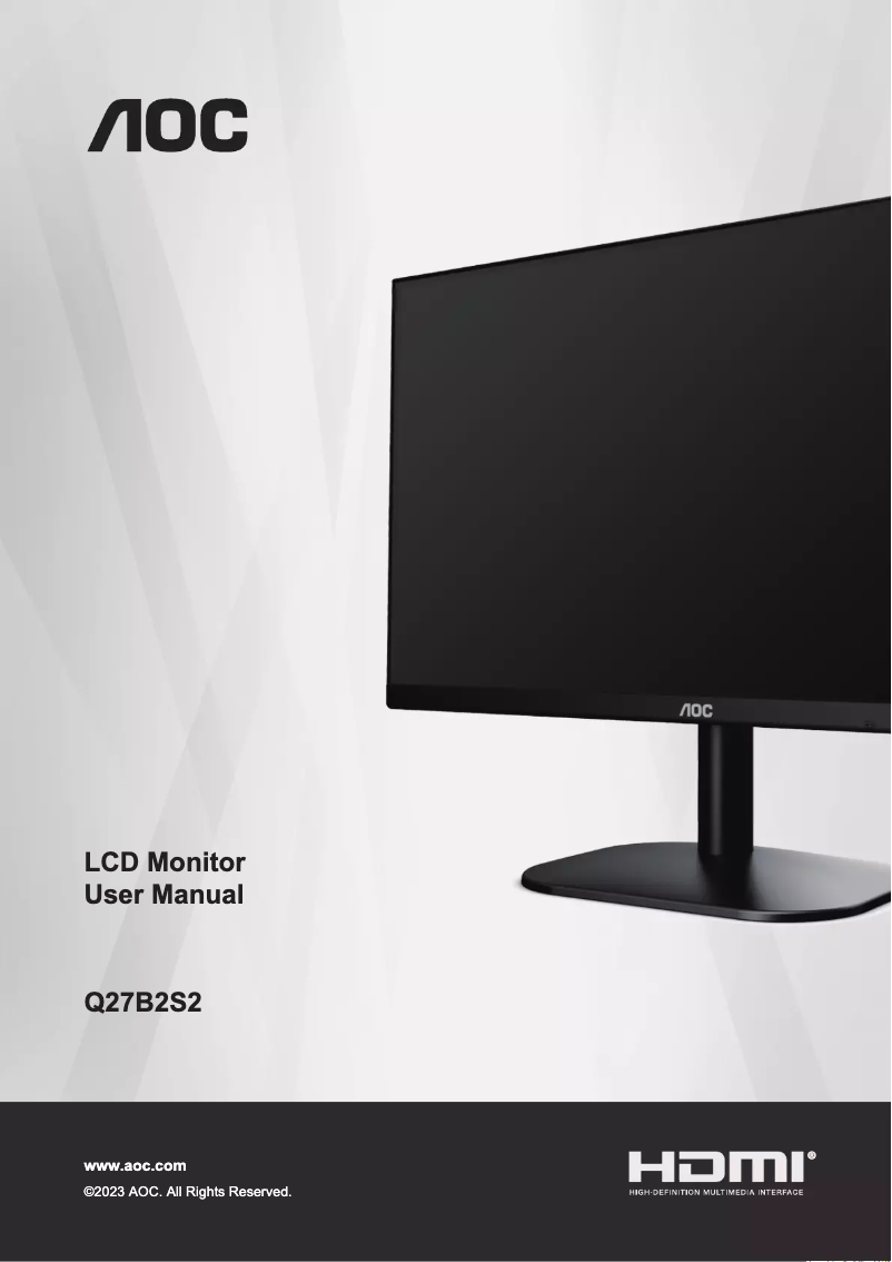 Page n°1 - Manuel utilisateur AOC Q27B2S2