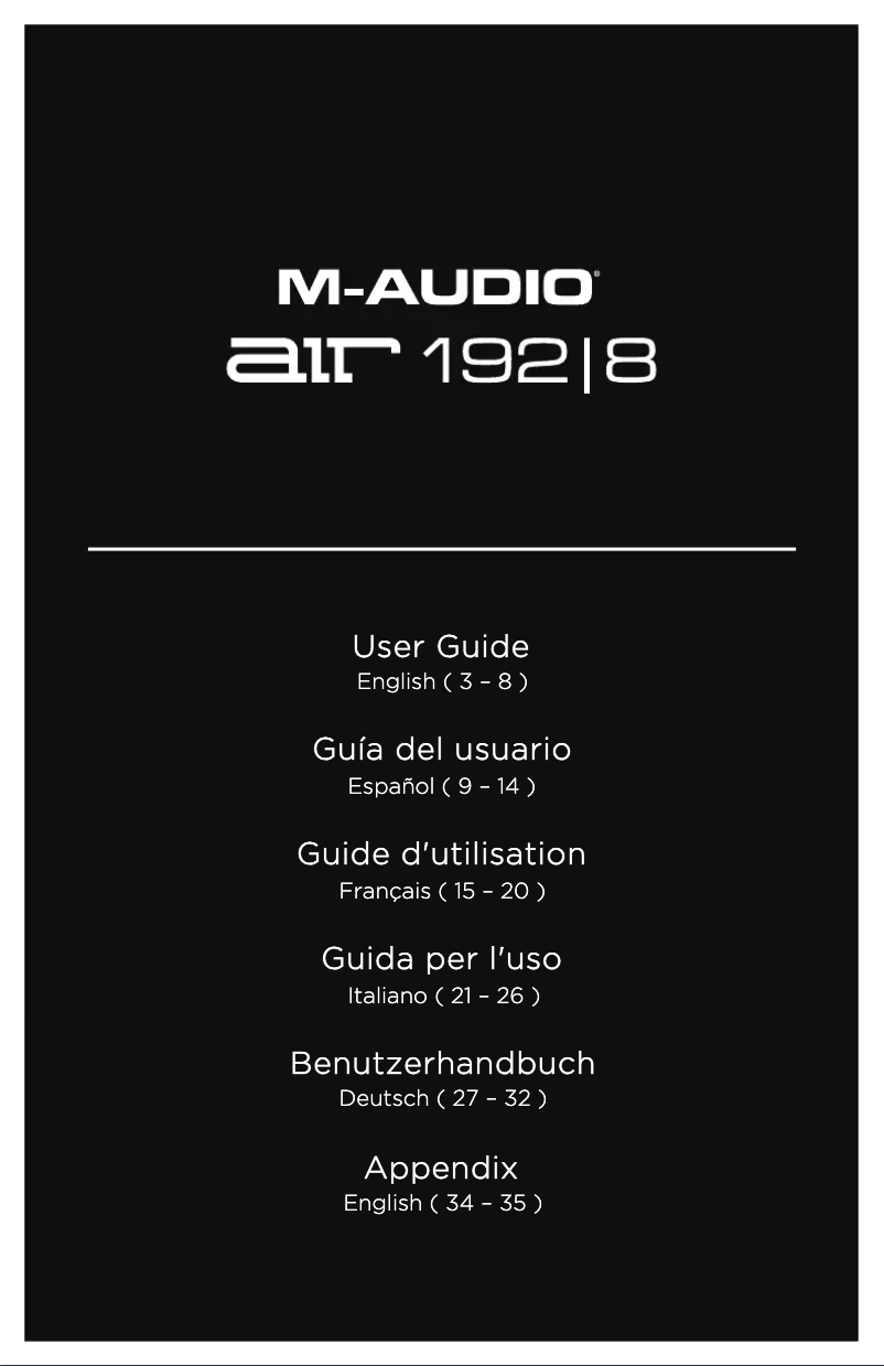 Page n°1 - Manuel utilisateur M-Audio AIR 192|8