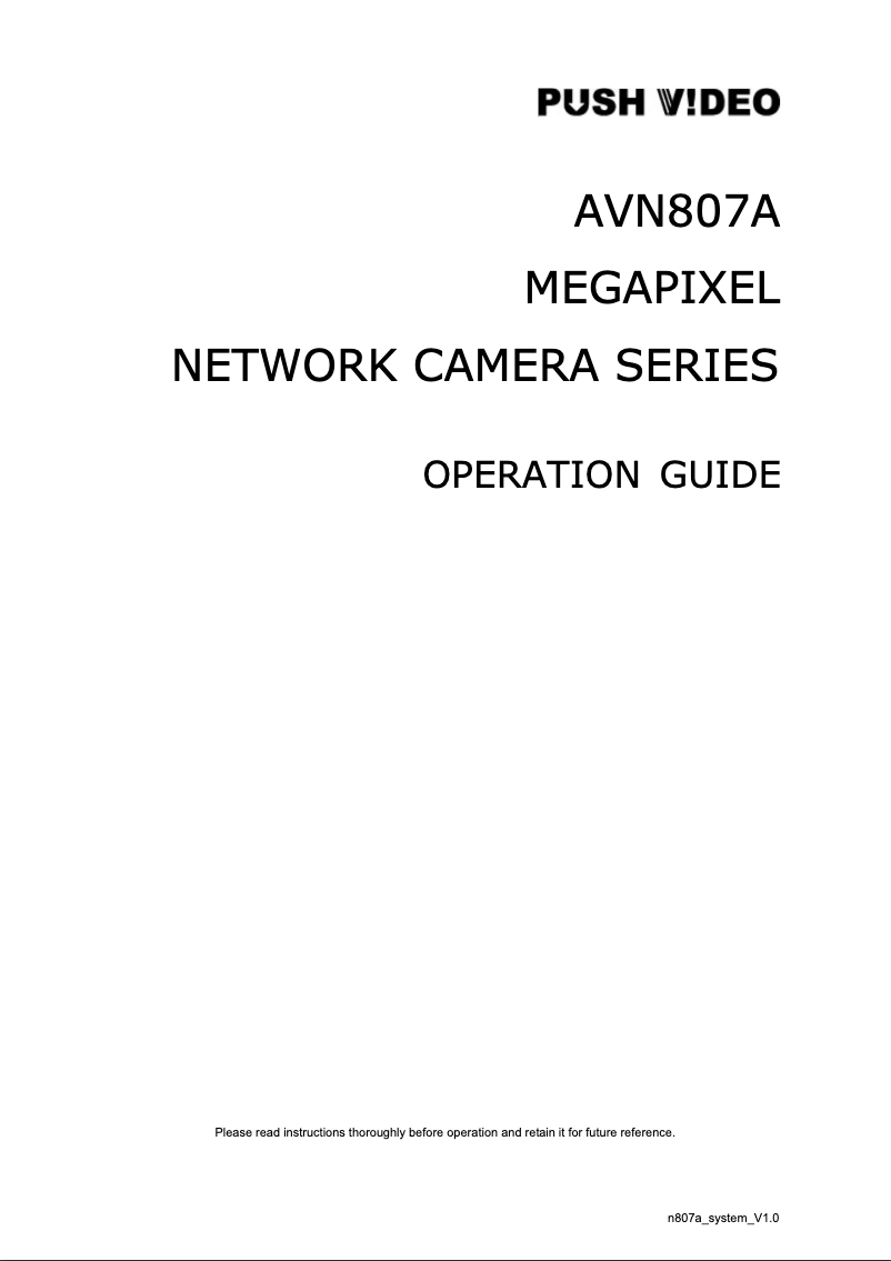 Image de la première page du manuel de l'appareil AVN807