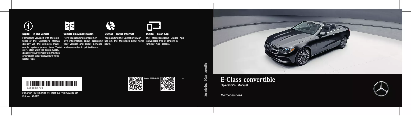 Image de la première page du manuel de l'appareil E-Class Cabriolet (2020)
