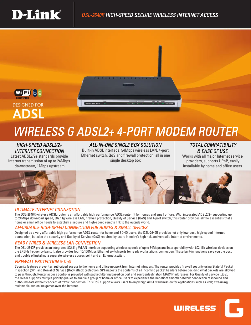 Página 1 del manual Ficha técnica D-Link DSL-2640R