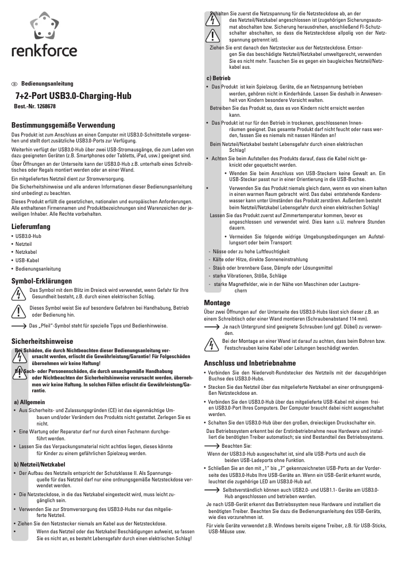 Página 1 del manual Manual de usuario Renkforce RF-4791678