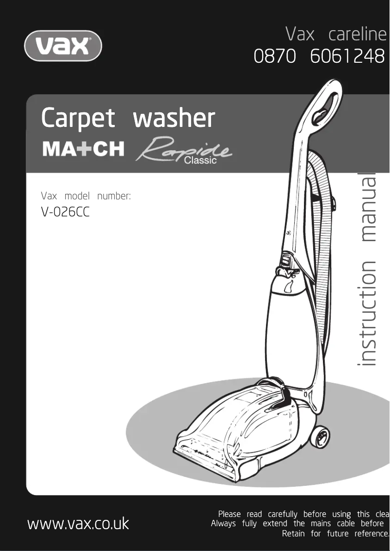 Página 1 del manual Manual de usuario Vax Match V-026CC