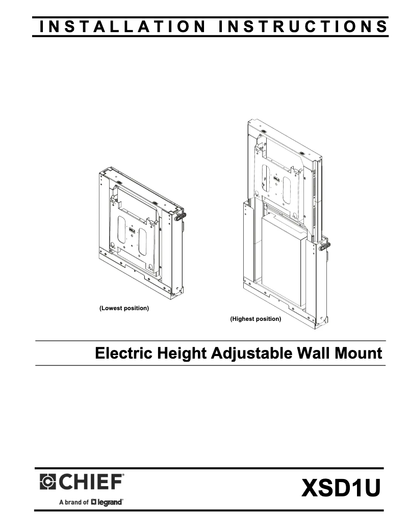 Page 1 de la notice Manuel utilisateur Chief XSD1U