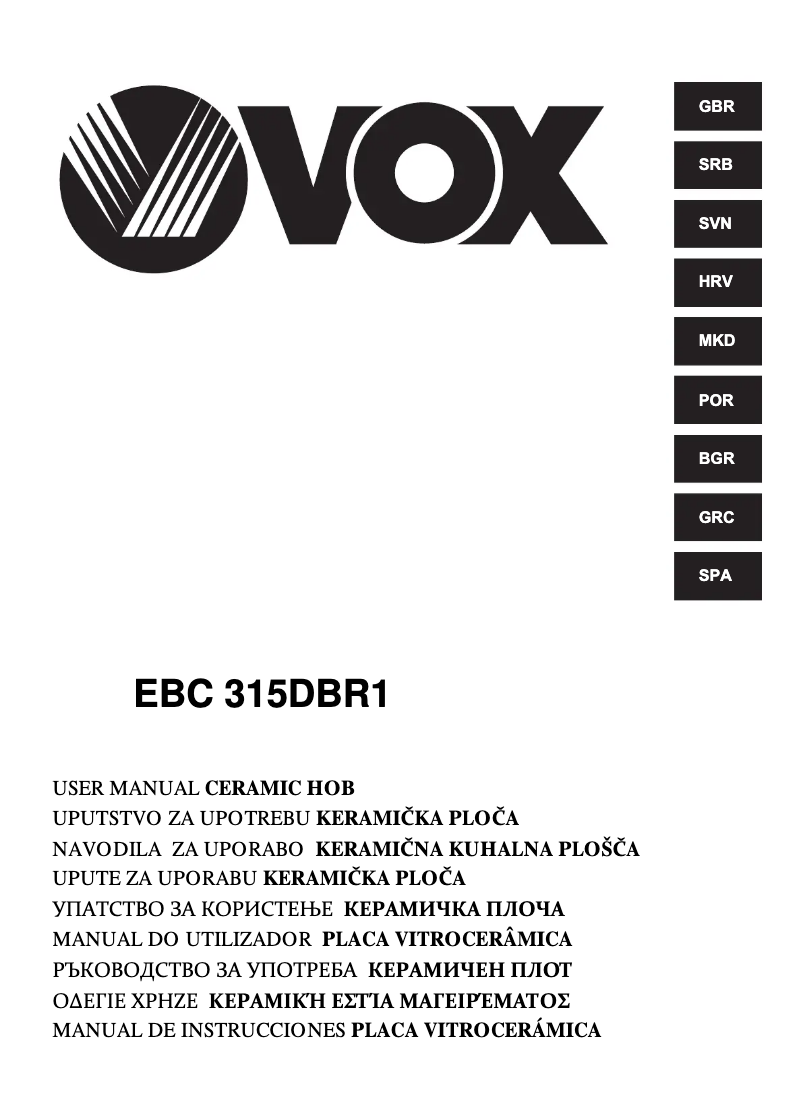 Page 1 de la notice Manuel utilisateur VOX EBC 315 DBR1