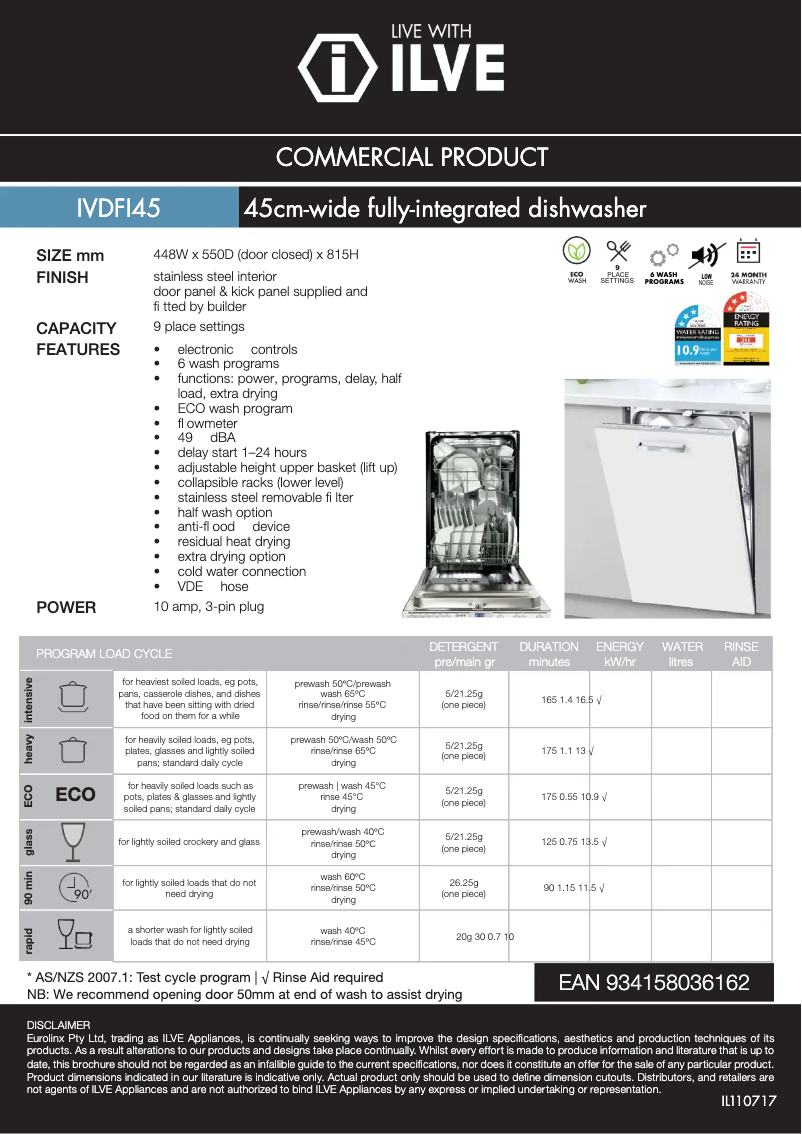 Page 1 de la notice Manuel utilisateur Ilve IVDFI45