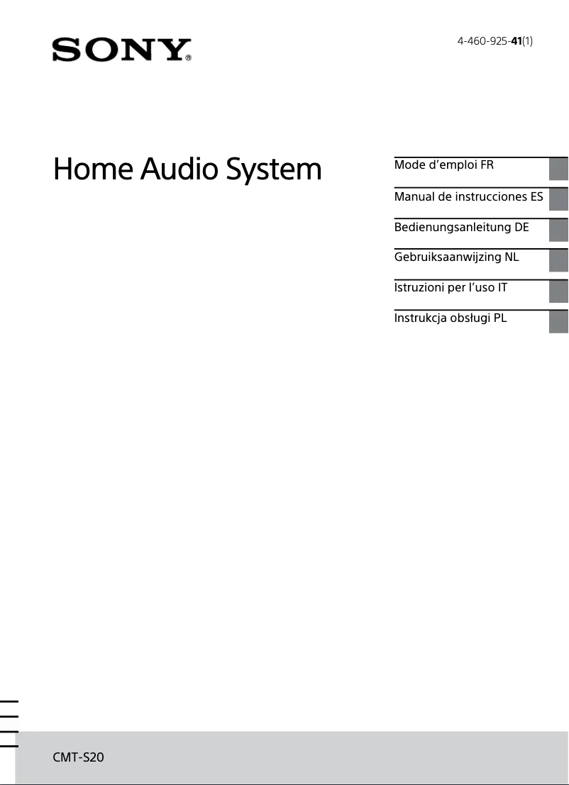 Page 1 de la notice Manuel utilisateur Sony CMT-S20