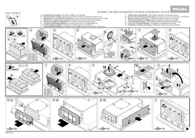 Page 1 de la notice Instructions / montage Miele DA 2558