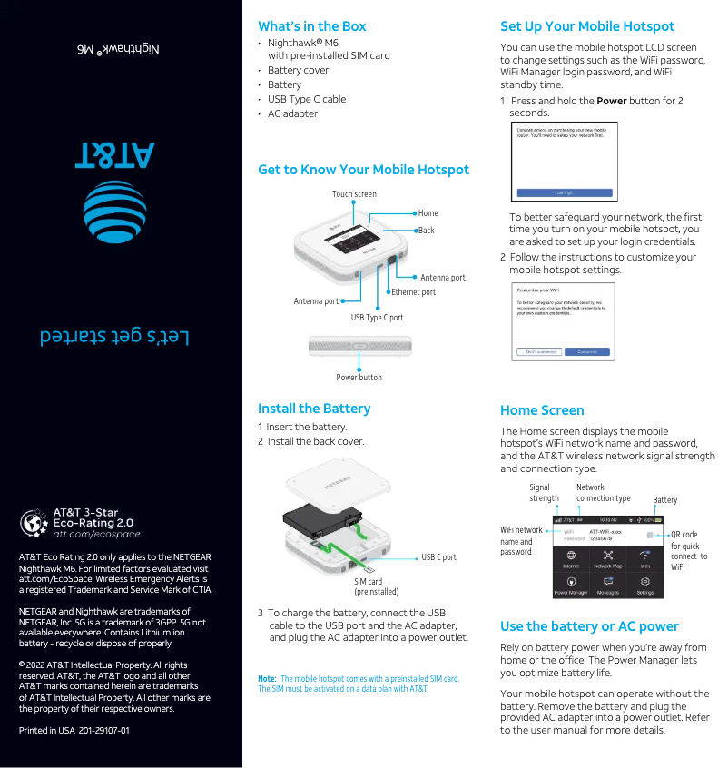 Page 1 de la notice Guide d'installation Netgear Nighthawk M6 Pro MR6110
