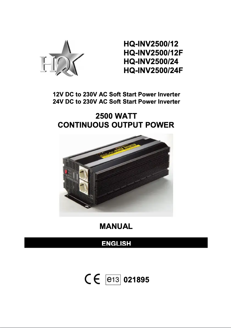 Image de la première page du manuel de l'appareil HQ-INV2500\/24
