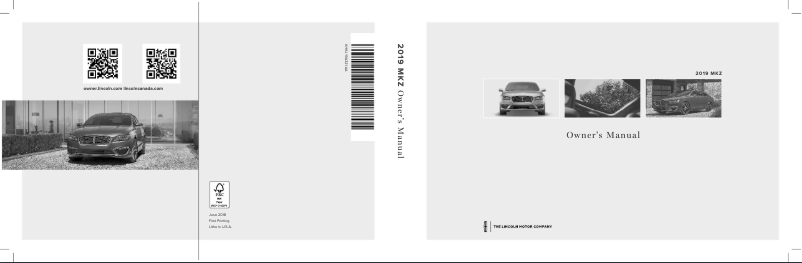Page n°1 - Manuel utilisateur Lincoln MKZ (2019)