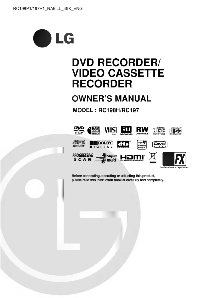 Page 1 of the manual User Manual LG RC197P1