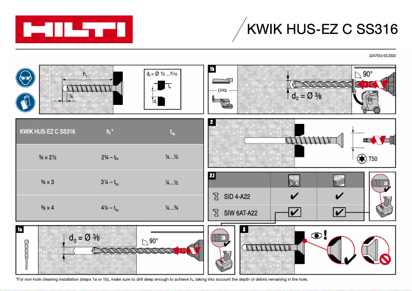 Page n°1 - Manuel utilisateur Hilti KH-EZ C SS316