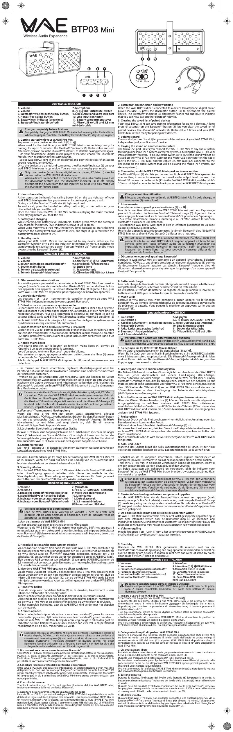 Page n°1 - Manuel utilisateur Hercules WAE BTP03 Mini