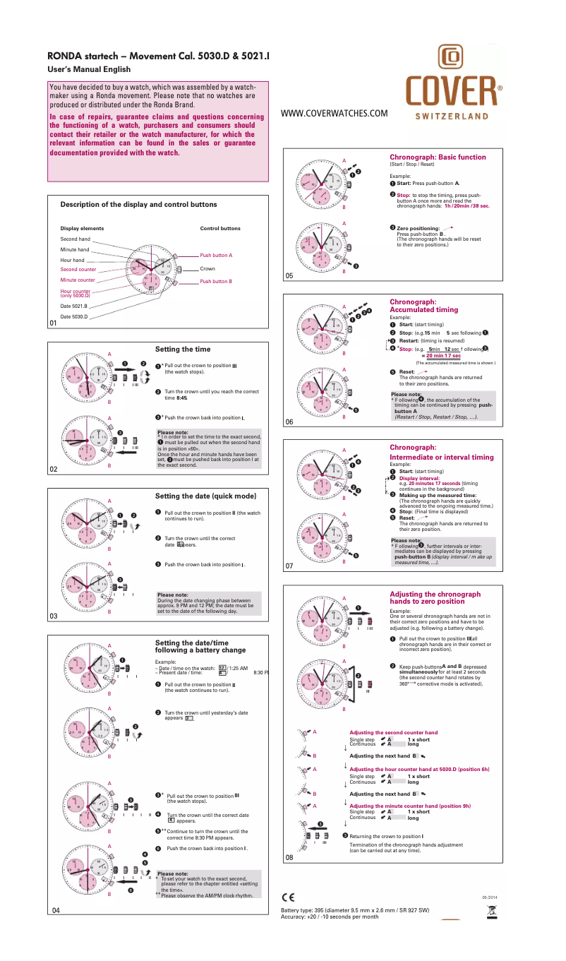 Image de la première page du manuel de l'appareil Chapman Gent Chronograph Co192