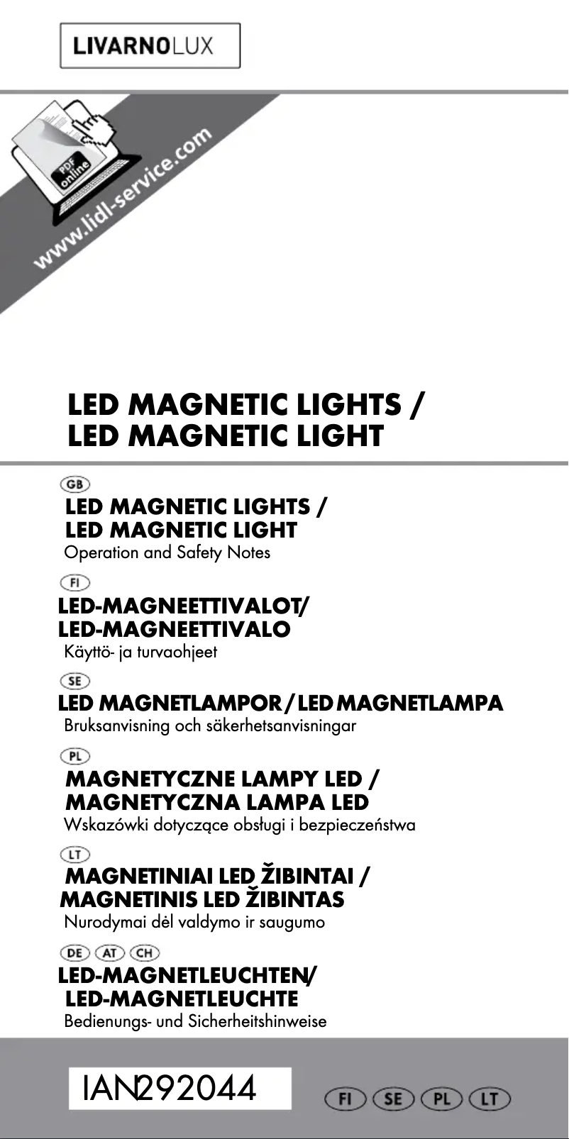 Page 1 de la notice Manuel utilisateur Livarno Lux HG00100A