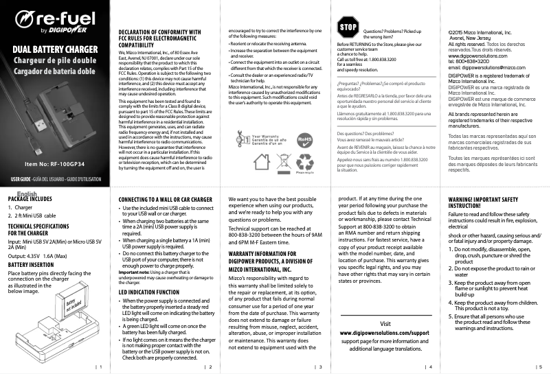 Page n°1 - Manuel utilisateur Mizco RF-100GP34