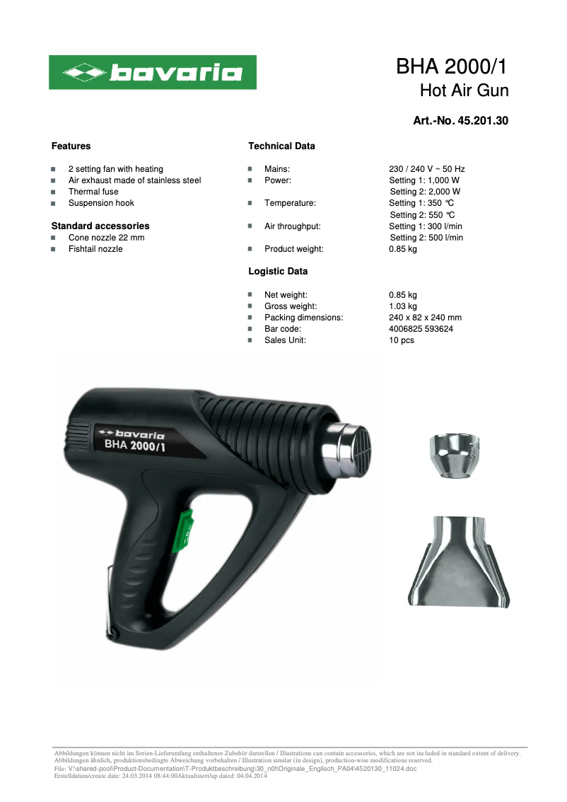 Page n°1 - Manuel utilisateur Bavaria BHA 2000/1