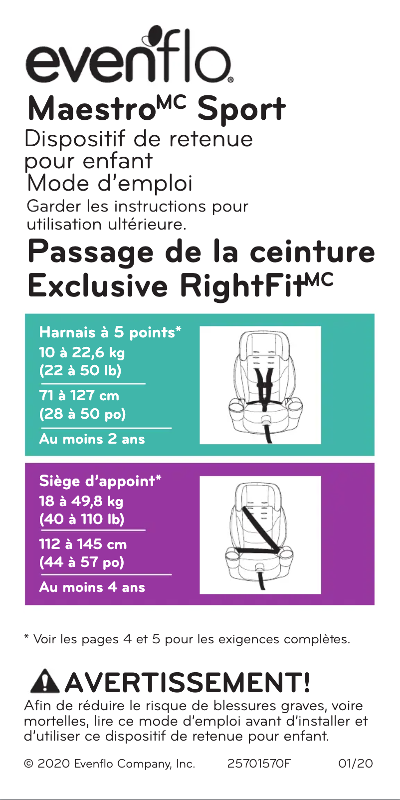 Página 1 del manual Manual de usuario Evenflo Maestro Sport