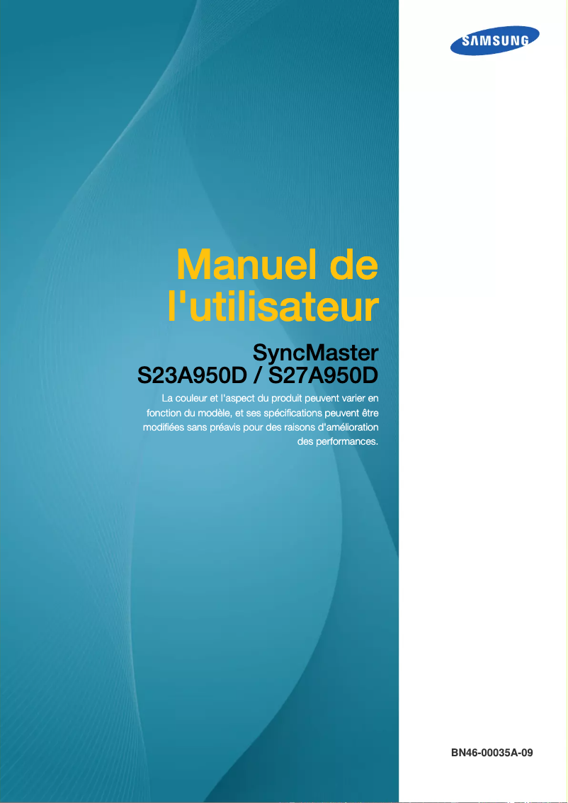 Page 1 de la notice Manuel utilisateur Samsung SyncMaster S27A950D