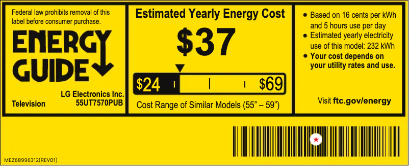 Page n°1 - Label énergétique LG 55UT7570PUB