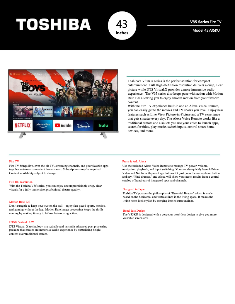 Image de la première page du manuel de l'appareil 43V35KU