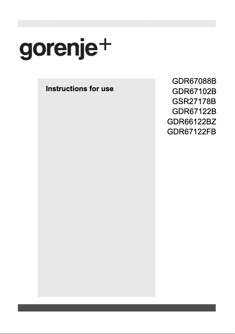 Page n°1 - Manuel utilisateur Gorenje GDR67122FB