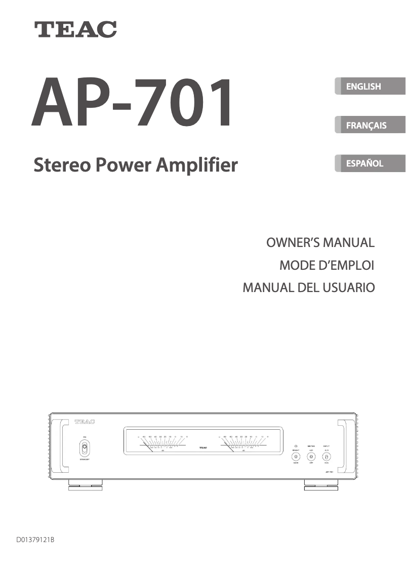 Page 1 of the manual User Manual Teac AP-701