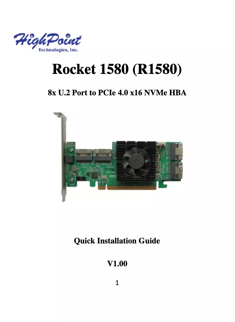 Page n°1 - Manuel utilisateur Highpoint Rocket 1580