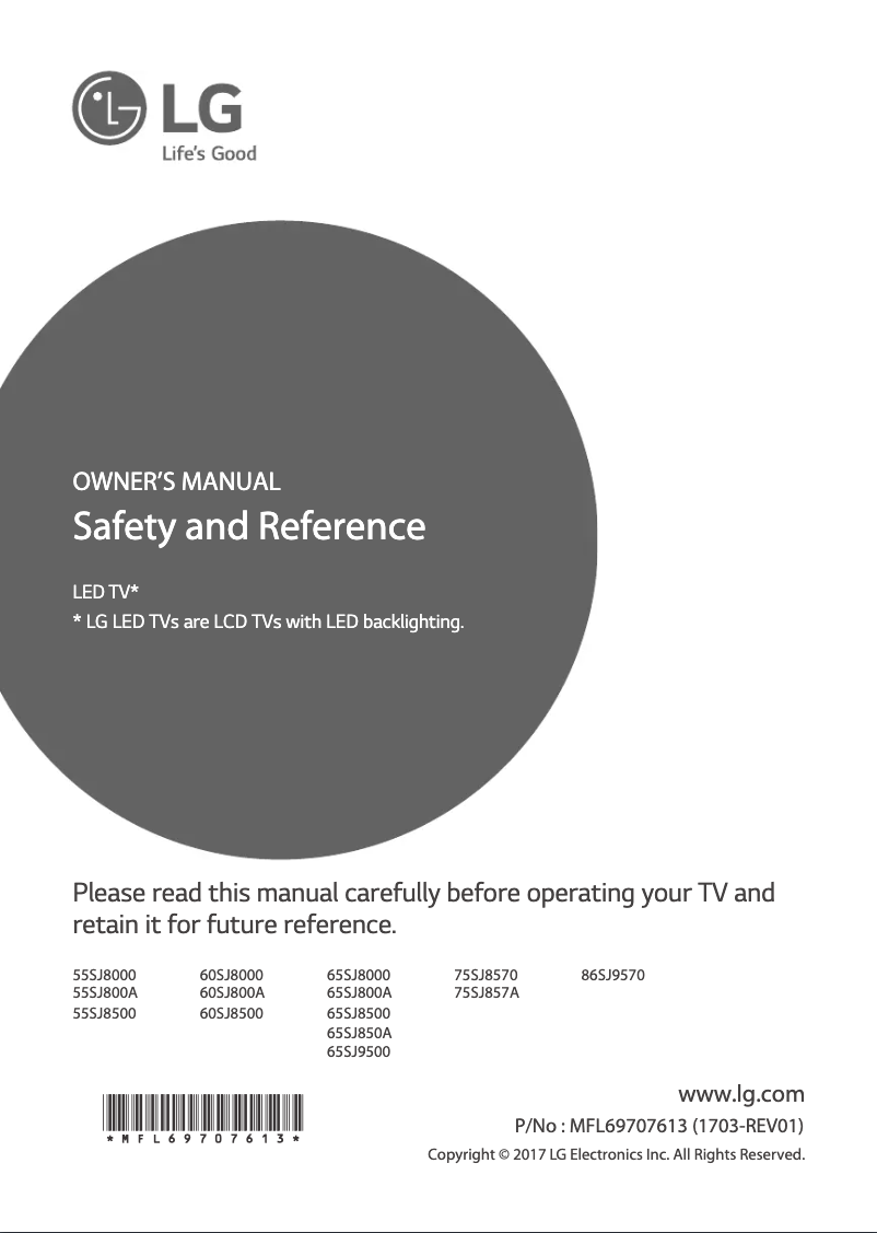 Image de la première page du manuel de l'appareil 65SJ9500