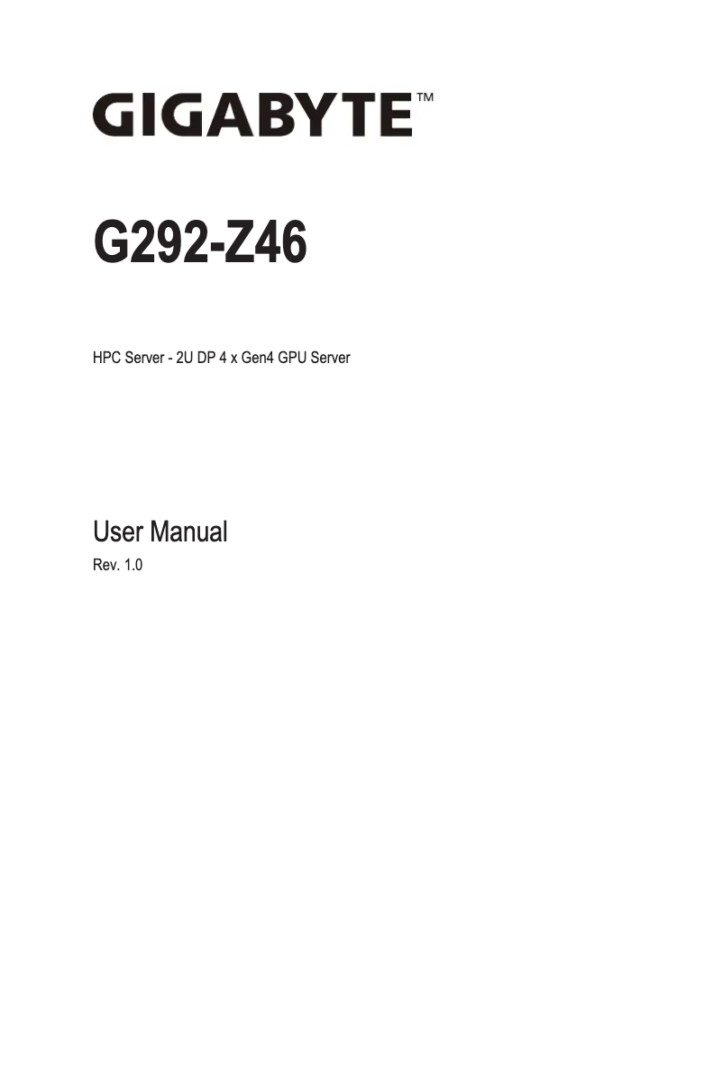 Page 1 de la notice Manuel utilisateur Gigabyte G292-Z46