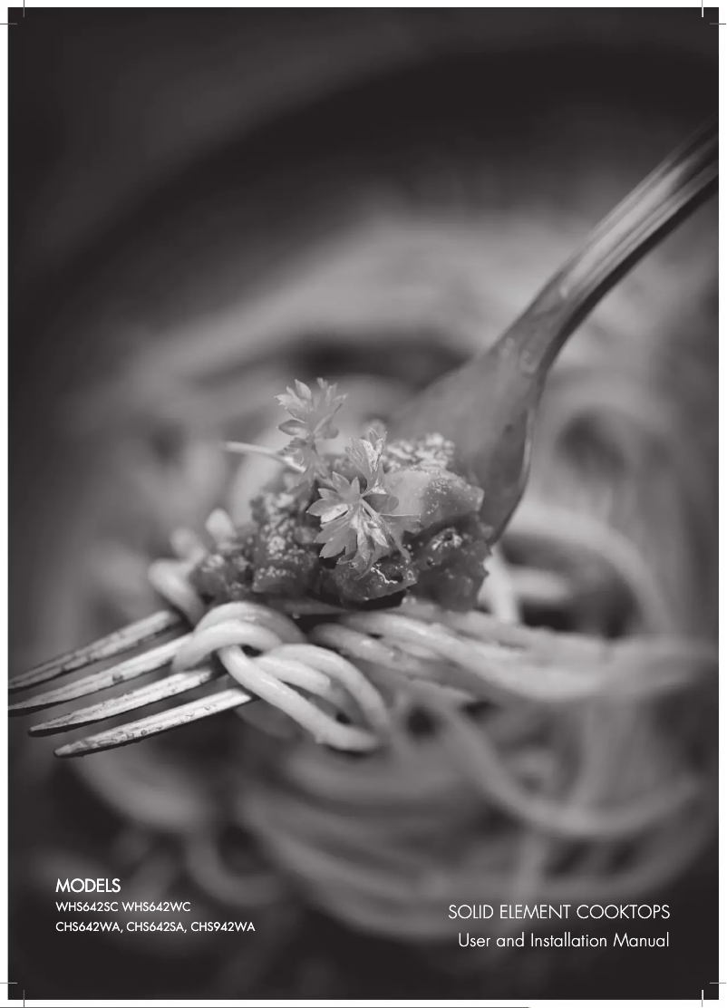 Page n°1 - Manuel utilisateur Westinghouse WHS642SC