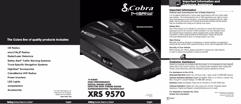 Page 1 de la notice Manuel utilisateur Cobra XRS 9570