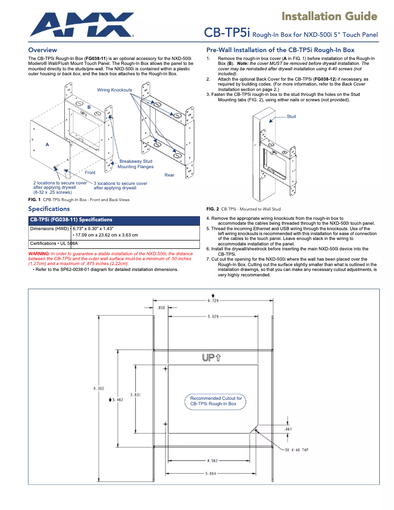 Page n°1 - Manuel utilisateur AMX CB-TP5i