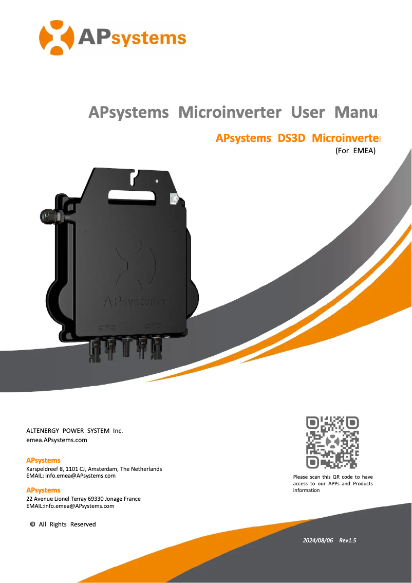 Page 1 de la notice Manuel utilisateur APsystems DS3D