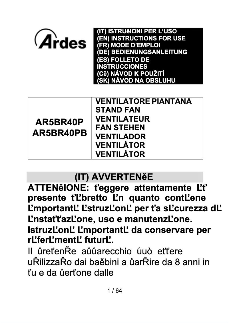 Image de la première page du manuel de l'appareil AR5BR40PB