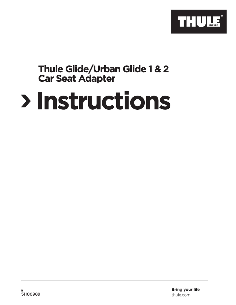 Image de la première page du manuel de l'appareil Urban Glide 1 & 2 Car Seat Adapter