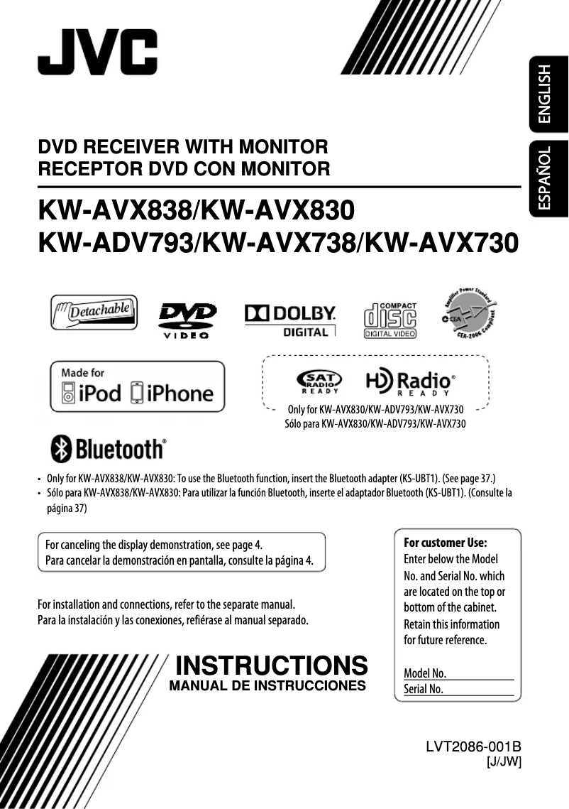 Page 1 de la notice Manuel utilisateur JVC KW-AVX730EE