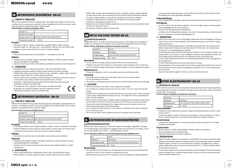 Image de la première page du manuel de l'appareil GK-10