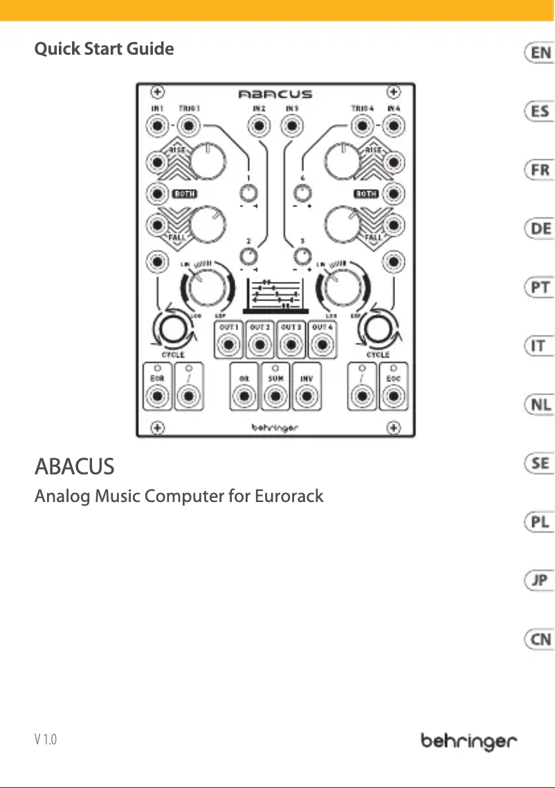 Page 1 de la notice Guide de démarrage rapide Behringer Abacus